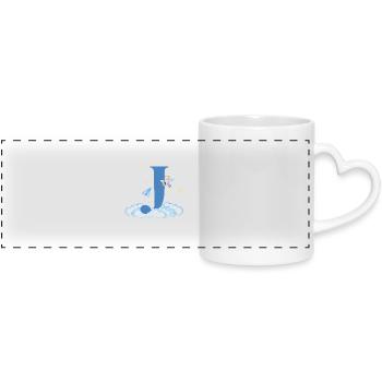 Letter j Blue Clouds Airplane Child - Panoramic mug with heart handle - white - Front