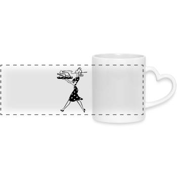 Illustration femme au foyer - Mug panoramique avec anse en forme de cœur - blanc - Devant