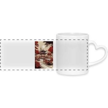 Asian Coffee - Panoramic mug with heart handle - white - Front
