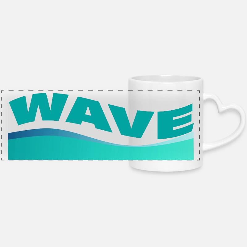 Vague - Mug panoramique avec anse en forme de cœur - blanc