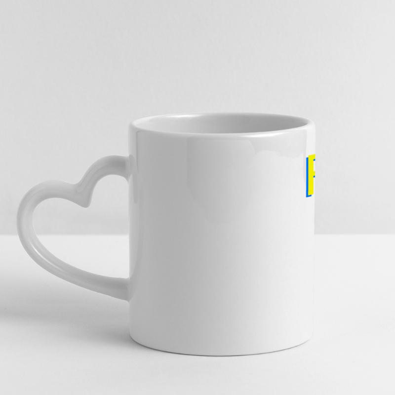 Provocative neon text graphics Panoramic mug with heart handle