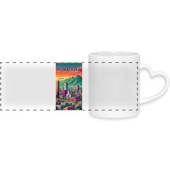 Monterrey Mexiko Retro Design - Panoramatasse mit Herzhenkel - Weiß - Vorne
