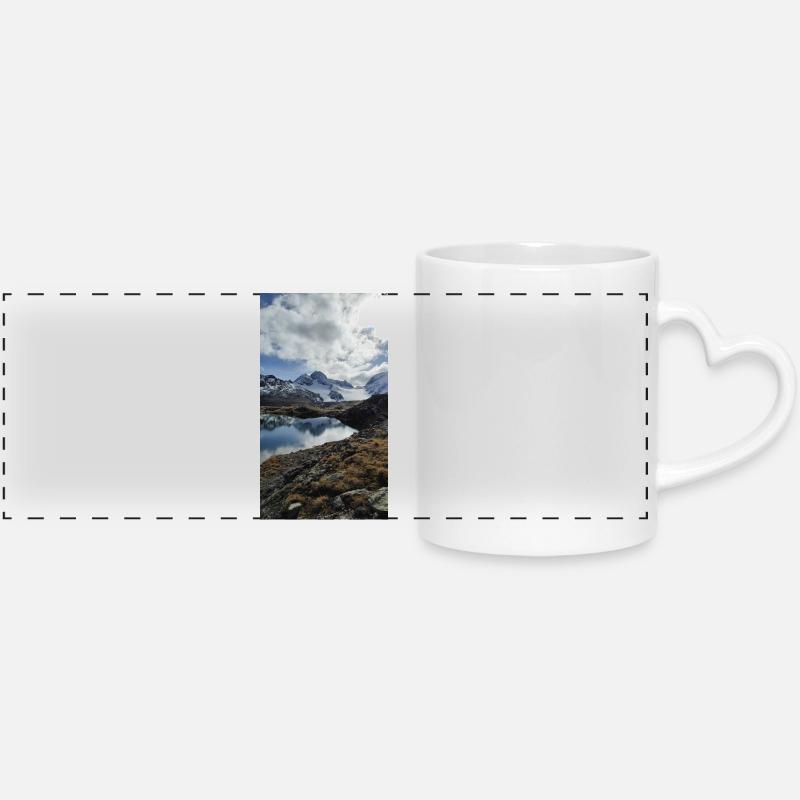 Snow-capped mountains - Panoramic mug with heart handle - white
