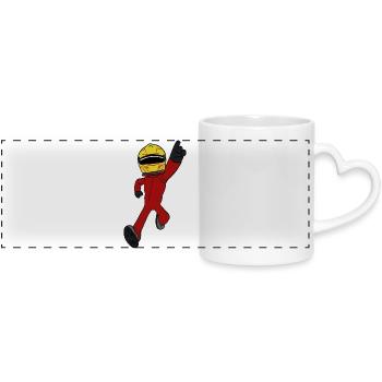 racing driver - Panoramic mug with heart handle - white - Front