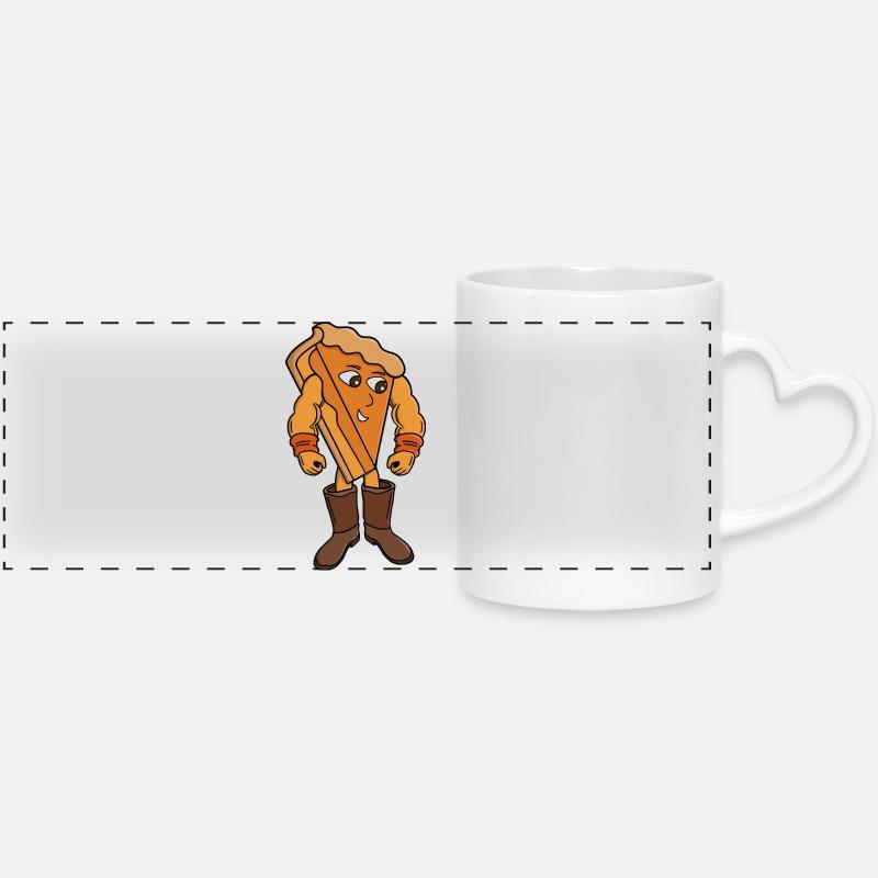 Strong Pie Wearing Boots - Panoramic mug with heart handle - white