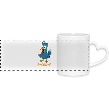 F-Caw-F Chicken Blue - Panoramatasse mit Herzhenkel - Weiß - Vorne