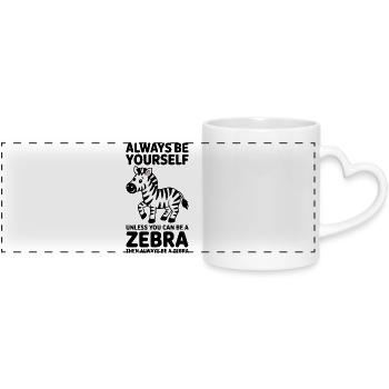 Zebra Spruch Lustiges Zebra Geschenk - Panoramatasse mit Herzhenkel - Weiß - Vorne