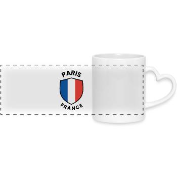 Conception du drapeau de Paris sur le bouclier - Mug panoramique avec anse en forme de cœur - blanc - Devant