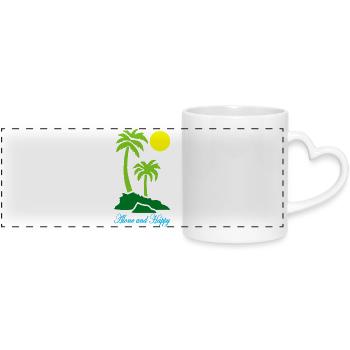 Alone and happy - Panoramic mug with heart handle - white - Front
