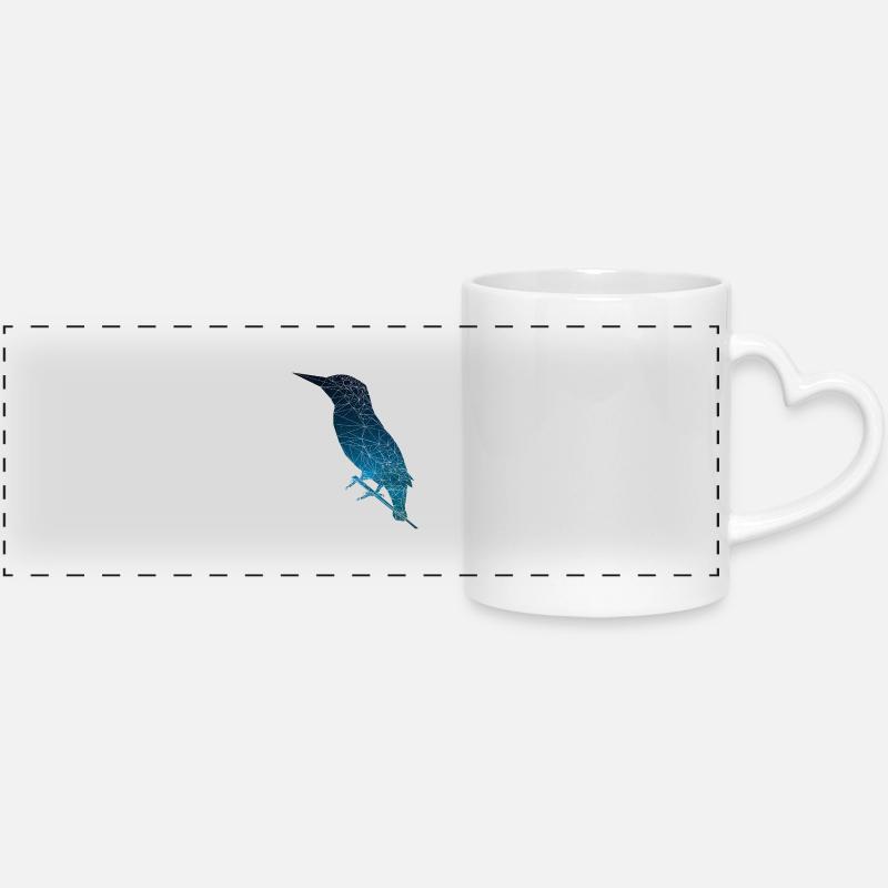 Kingfisher - Panoramic mug with heart handle - white