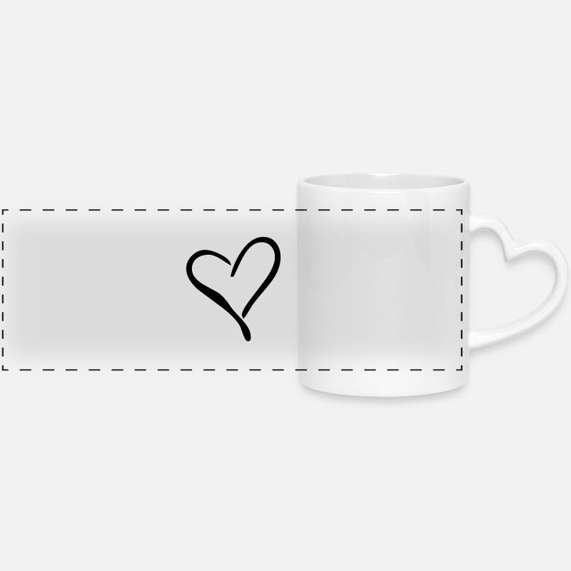heart - Panoramic mug with heart handle - white
