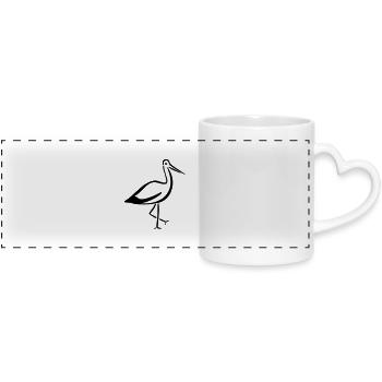 Storch - Panoramatasse mit Herzhenkel - Weiß - Vorne