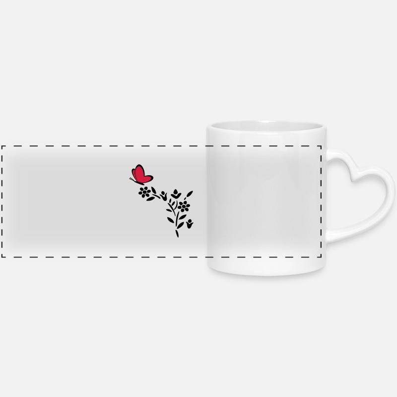 Plant Butterfly Heart - Panoramic mug with heart handle - white