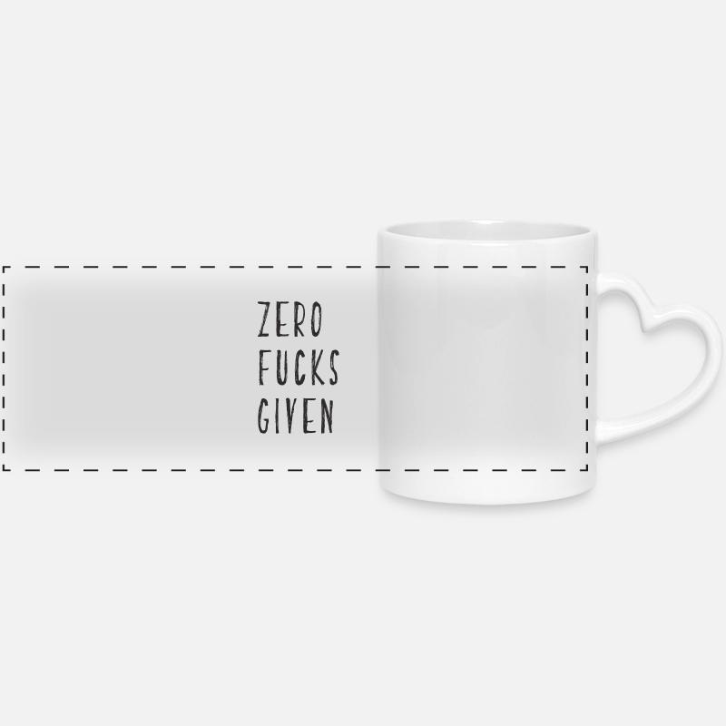 zero fucks given - Mug panoramique avec anse en forme de cœur - blanc