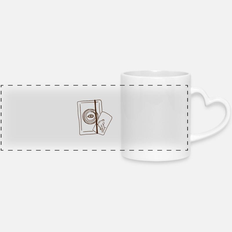 Journal & Tarot Card - Panoramic mug with heart handle - white