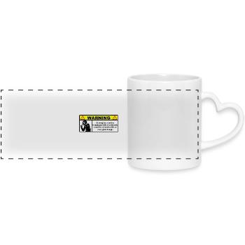 warning - Panoramic mug with heart handle - white - Front