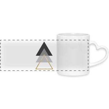 triangles - Panoramic mug with heart handle - white - Front
