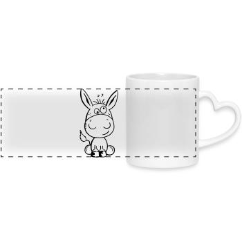 Eselchen Comic Tier - Tiere - Esel - Panoramic mug with heart handle - white - Front