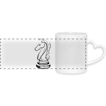 Schach Pferd Zeichnung SKizze Schachspieler icon - Panoramatasse mit Herzhenkel - Weiß - Vorne