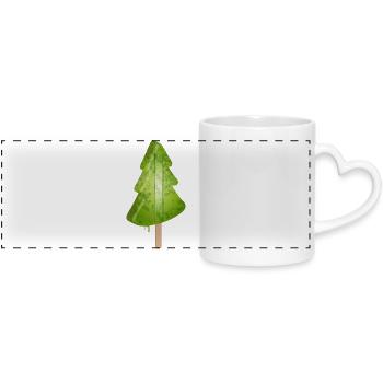 glace lumineuse sapin de Noël en vert sapin de Noël - Mug panoramique avec anse en forme de cœur - blanc - Devant