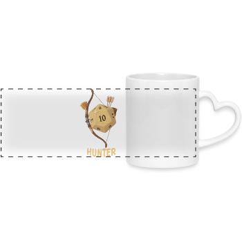 D20 avec arc et flèche – Dés fantastiques de chasseur - Mug panoramique avec anse en forme de cœur - blanc - Devant