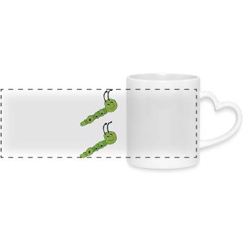Grüne raupe cartoon - Panoramatasse mit Herzhenkel - Weiß - Vorne