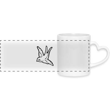 swallow - Panoramic mug with heart handle - white - Front