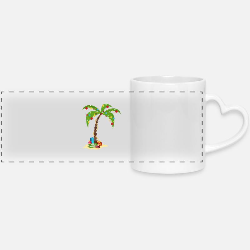 Christmas palm - Panoramic mug with heart handle - white