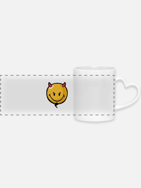 Smiley devil - Panoramatasse mit Herzhenkel - Weiß