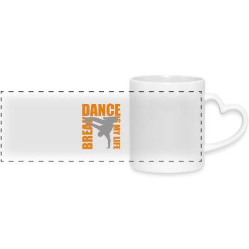 break dance is my life - Panoramic mug with heart handle - white - Front
