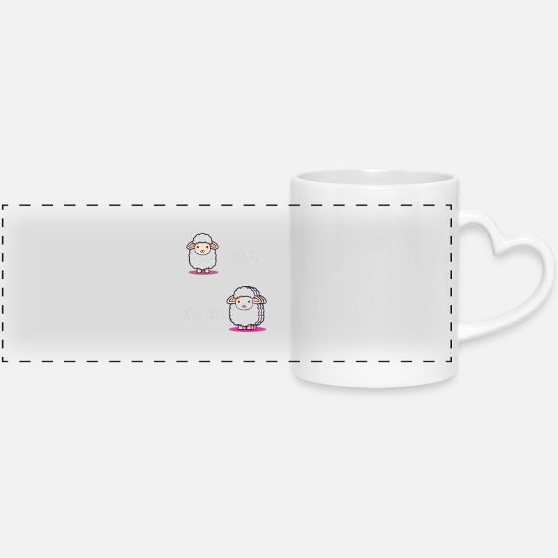 Sheep Sheep Funny Cool Gift - Panoramic mug with heart handle - white