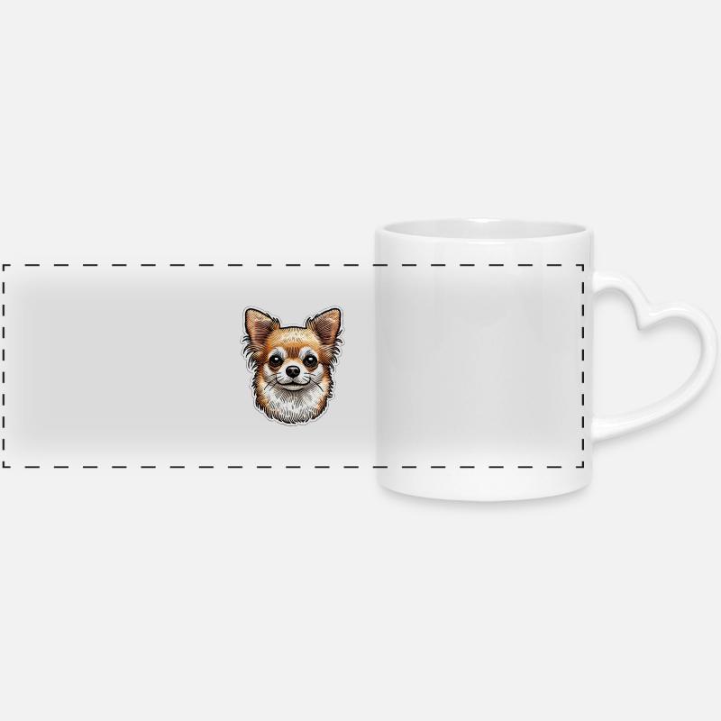 Chihuahua - Panoramic mug with heart handle - white