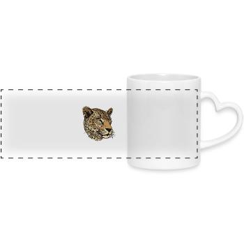 Portrait de guépard - Mug panoramique avec anse en forme de cœur - blanc - Devant