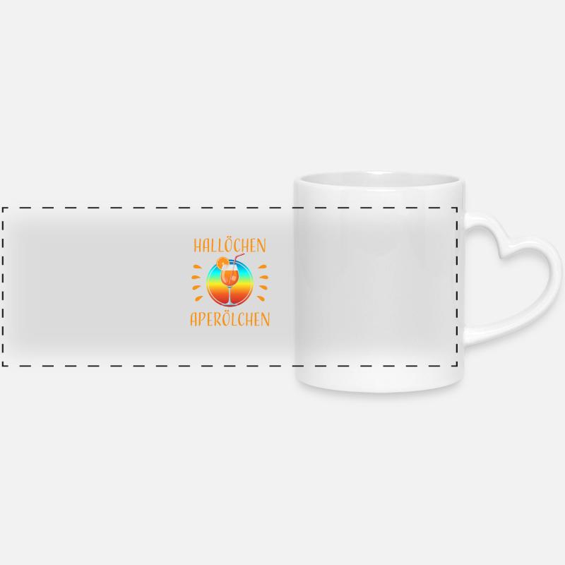 hallöchen aperölchen drawing surface 1 - Panoramic mug with heart handle - white