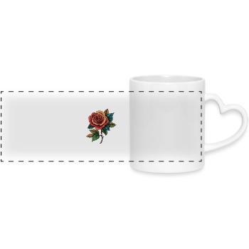 Rose Blume - Panoramatasse mit Herzhenkel - Weiß - Vorne