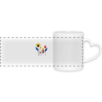 Bauhaus Geometric Tulip Garden - Panoramic mug with heart handle - white - Front