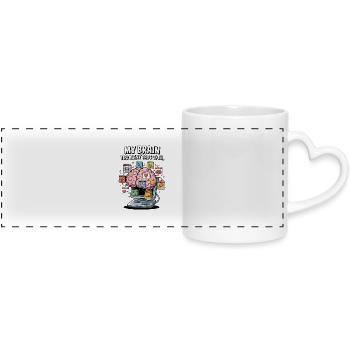 Too Many Tabs – ADD Brain Cartoon Design - Panoramic mug with heart handle - white - Front