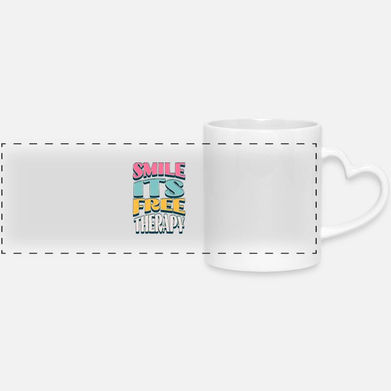Untitled Project Positive Vibes Good Energy 3 - Panoramic mug with heart handle - white