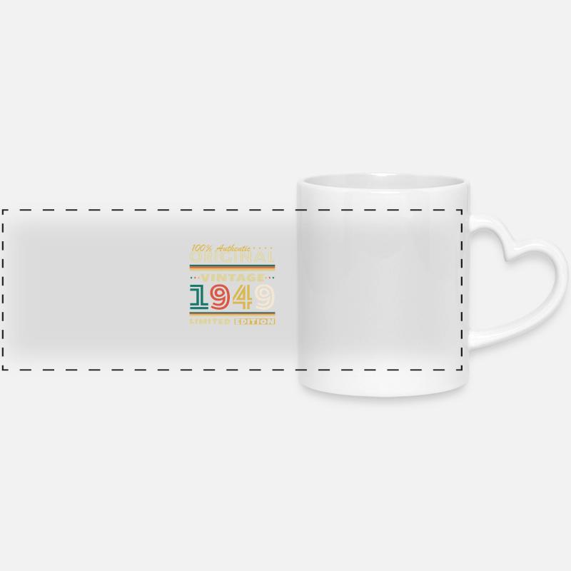 1949 Vintage Retro Birthday Gift - Panoramic mug with heart handle - white