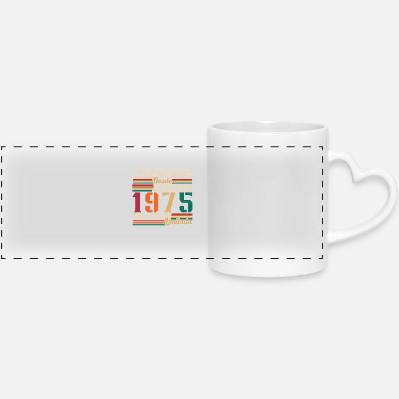 August 1975 Retro Vintage Birthday Gift - Panoramic mug with heart handle - white