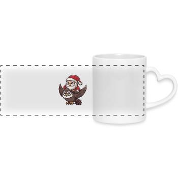 hibou Père Noël dessin animé - Mug panoramique avec anse en forme de cœur - blanc - Devant