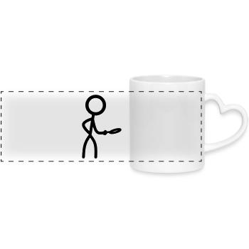 Stickman with magnifying glass - Panoramic mug with heart handle - white - Front