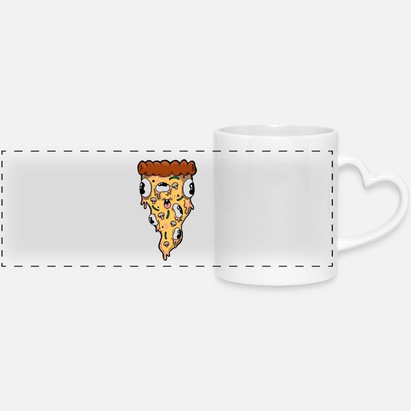 Pizza monster - Panoramic mug with heart handle - white