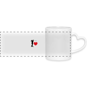 Love Golf - the golf player - Panoramic mug with heart handle - white - Front