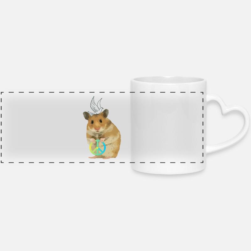 Hamster Menno Peace Peace Dove of Peace - Panoramic mug with heart handle - white