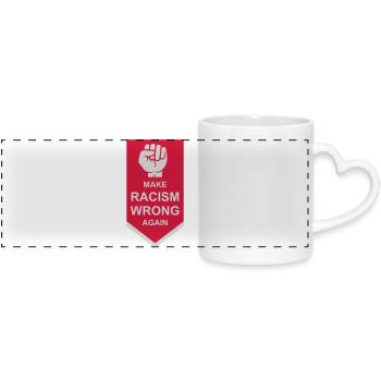 Rendre le racisme répréhensible - Mug panoramique avec anse en forme de cœur - blanc - Devant