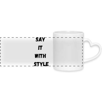 Abstract Geometric Wave Pattern - Panoramic mug with heart handle - white - Front