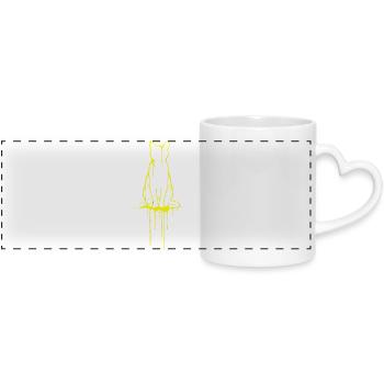 Silhouette de chat Look doré - Mug panoramique avec anse en forme de cœur - blanc - Devant