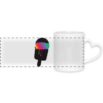 Regenbogen Eis Silhouette Street Art Style  - Panoramic mug with heart handle - white - Front
