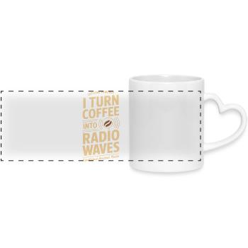 Tee des ondes radio à la caféine - Mug panoramique avec anse en forme de cœur - blanc - Devant